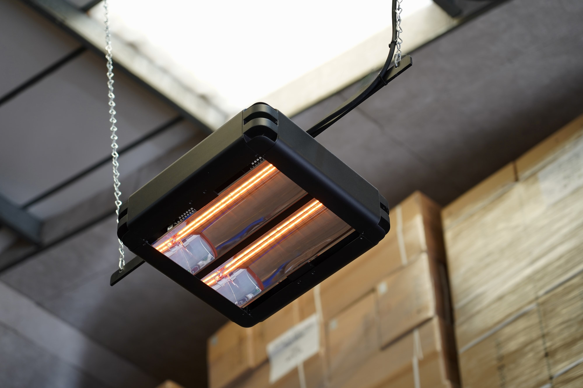 factory infrared heating hanging from bracket 