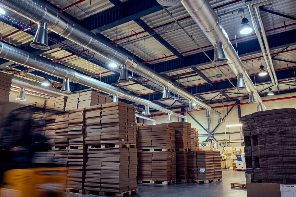 image of ducted air conditioning in a uk warehouse